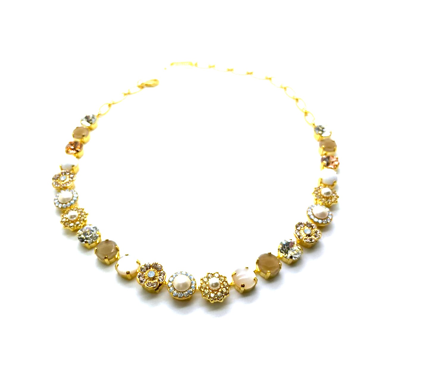 N-3045-1-M1078-YG (2) Mariana Necklace White Shell Mineral & Whites Austrian Crystals Africa Coll. - Image 1