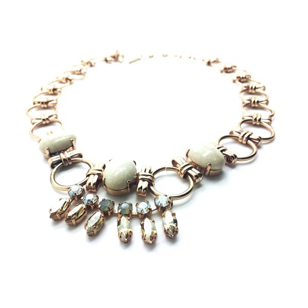 Mariana Necklace White Turq  Mineral & Swarovski Crystals My Treasures Coll.