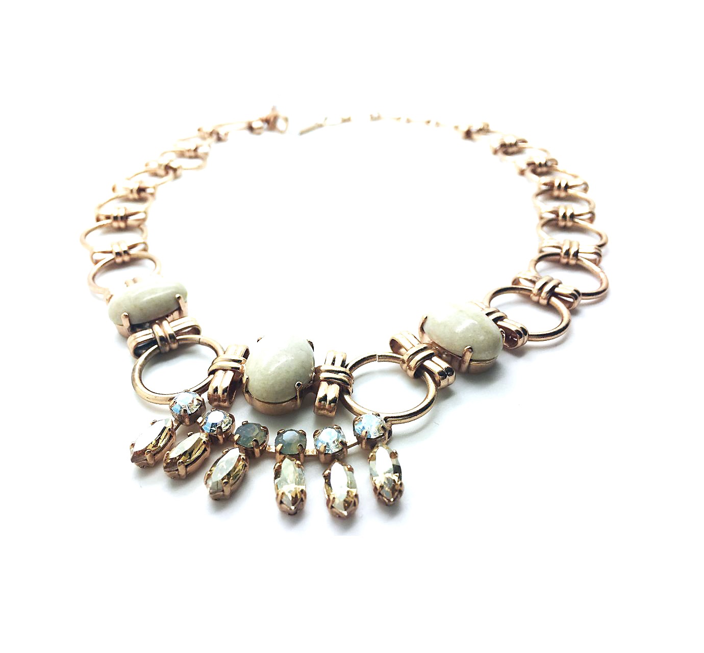 N-3083-M39110-RG (1) Mariana Necklace White Turq Mineral & Swarovski Crystals My Treasures Coll. - Image 1