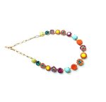 Mariana Necklace Fab Turq Mineral & Colorful Floral Swarovski Crystals Masai Africa Coll. - Image 3