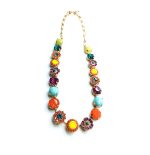 Mariana Necklace Fab Turq Mineral & Colorful Floral Swarovski Crystals Masai Africa Coll.
