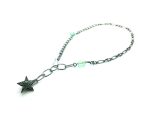Mariana Necklace Silver Plated Chain & Star Shape Jade Olive Mineral My Treasures Coll.