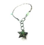 Mariana Necklace Silver Plated Chain & Star Shape Jade Olive Mineral My Treasures Coll. - Image 3