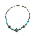 Necklace By Mariana Woman Amazing Turquoise and Champagne Swarovski Crystals - Image 3