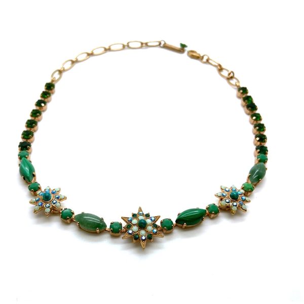 Mariana Necklace Fab Malachite Mineral & Greens Swarovski Crystals My Treasures Coll.