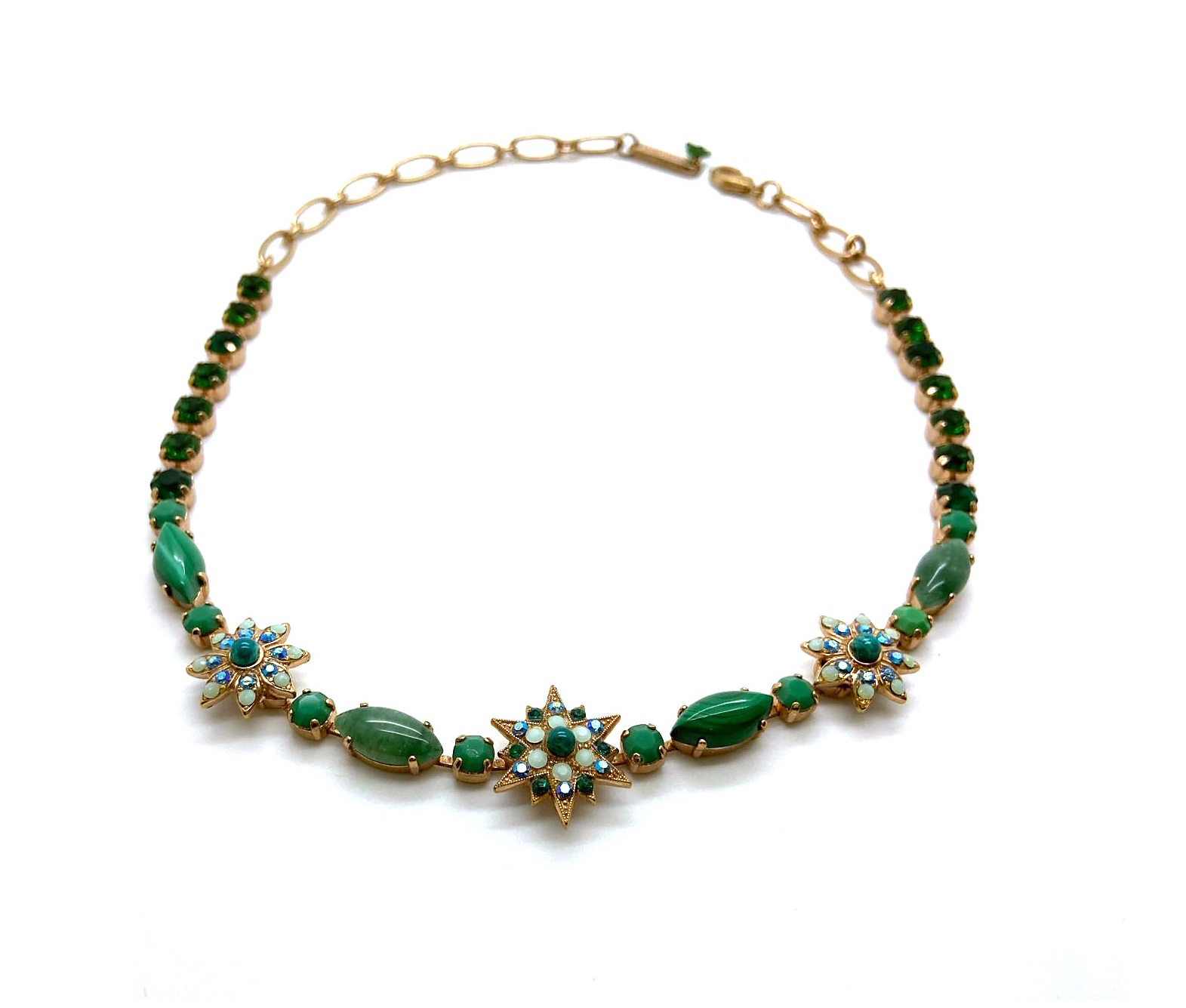 N-3126-M813-RG (1) Mariana Necklace Fab Malachite Mineral & Greens Swarovski Crystals My Treasures Coll. - Image 1