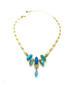 Necklace By Mariana Woman Glamorous Turquoise Mineral and Aquamarine Swarovski Crystals