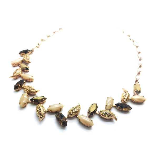 Mariana Necklace Leafy Vine Beaded Aurum, Topaz & Opal Austrian Crystals My Treasures Coll.