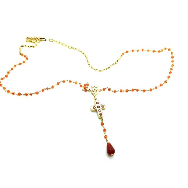 Mariana Necklace Beaded Carnelian Mineral & Topaz Swarovski Crystals My Treasures Coll.
