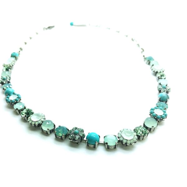 Mariana Necklace Floral Turquoise Mineral & Greens Austrian Crystals Caribbean Life Coll.
