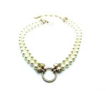 Mariana Necklace Dual Strand Pearl, Round Beaded White Opal & Champagne Swarovski Crystals My Treasures Coll. - Image 2