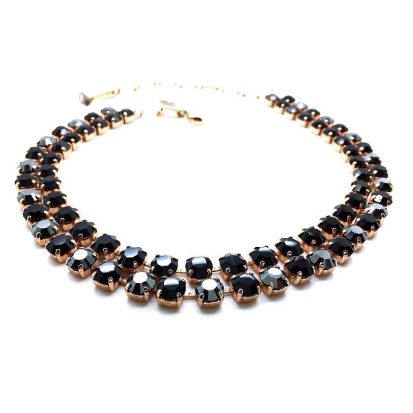Mariana Necklace My Treasures Coll. Dual Beaded Strand Jet Black Austrian Crystals