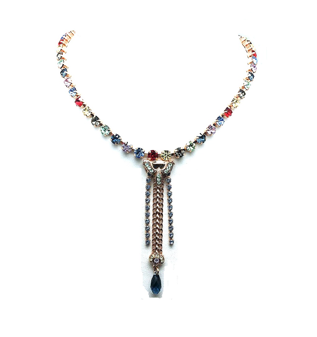 N-3330-1090-RG (3) Mariana Necklace Fashionable Multi Color Swarovski Crystals Gaea Odyssey Coll. - Image 1