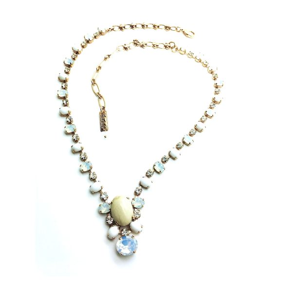 Mariana Necklace Alluring White Turq Mineral & Swarovski Crystals Cocktail Hour Coll.