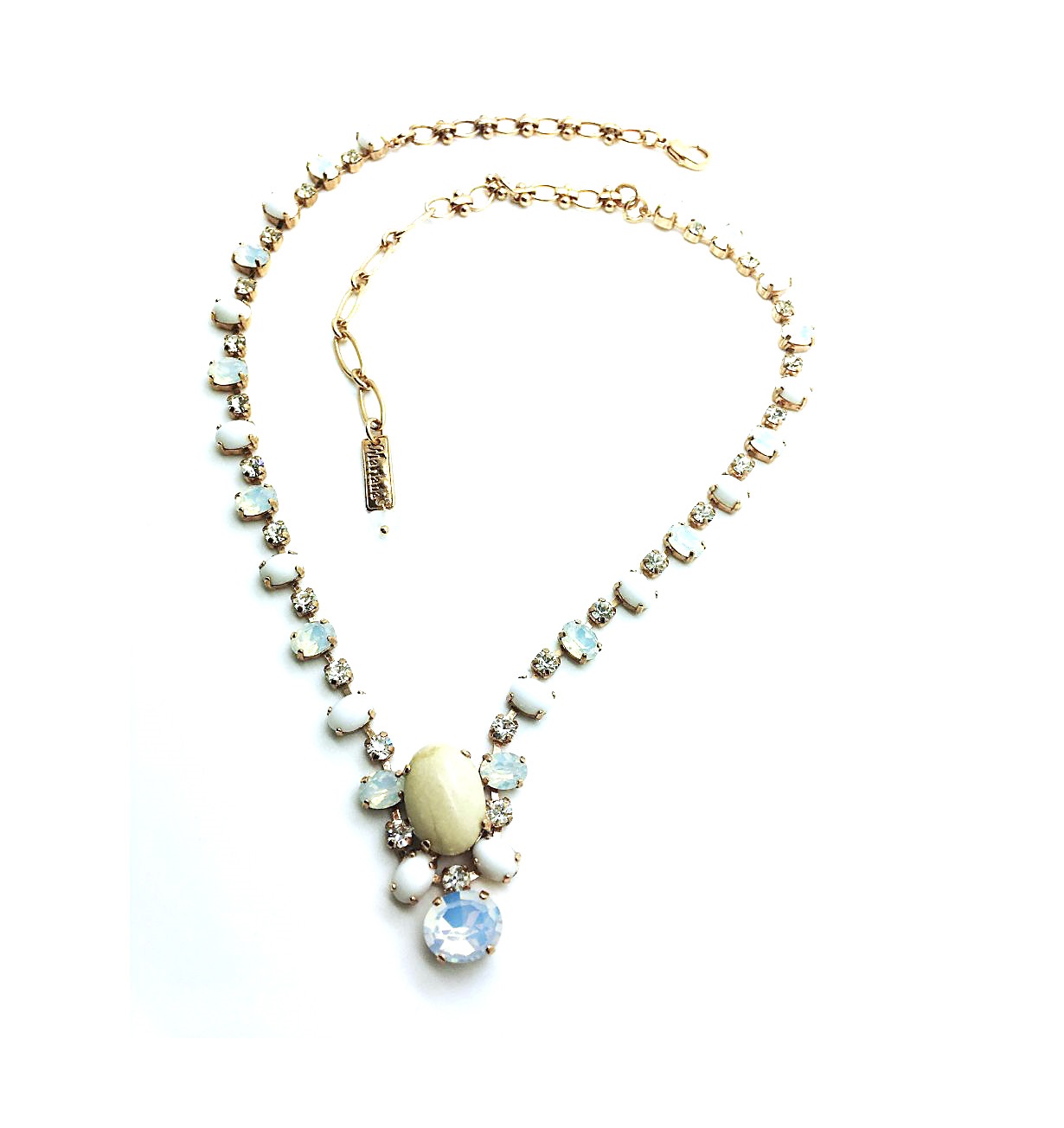 N-3413-3-M5087-RG (3) Mariana Necklace Alluring White Turq Mineral & Swarovski Crystals Cocktail Hour Coll. - Image 1