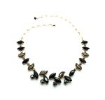 Mariana Necklace My Treasures Coll. Alluring Leafy Vine Beaded Jet Austrian Crystals