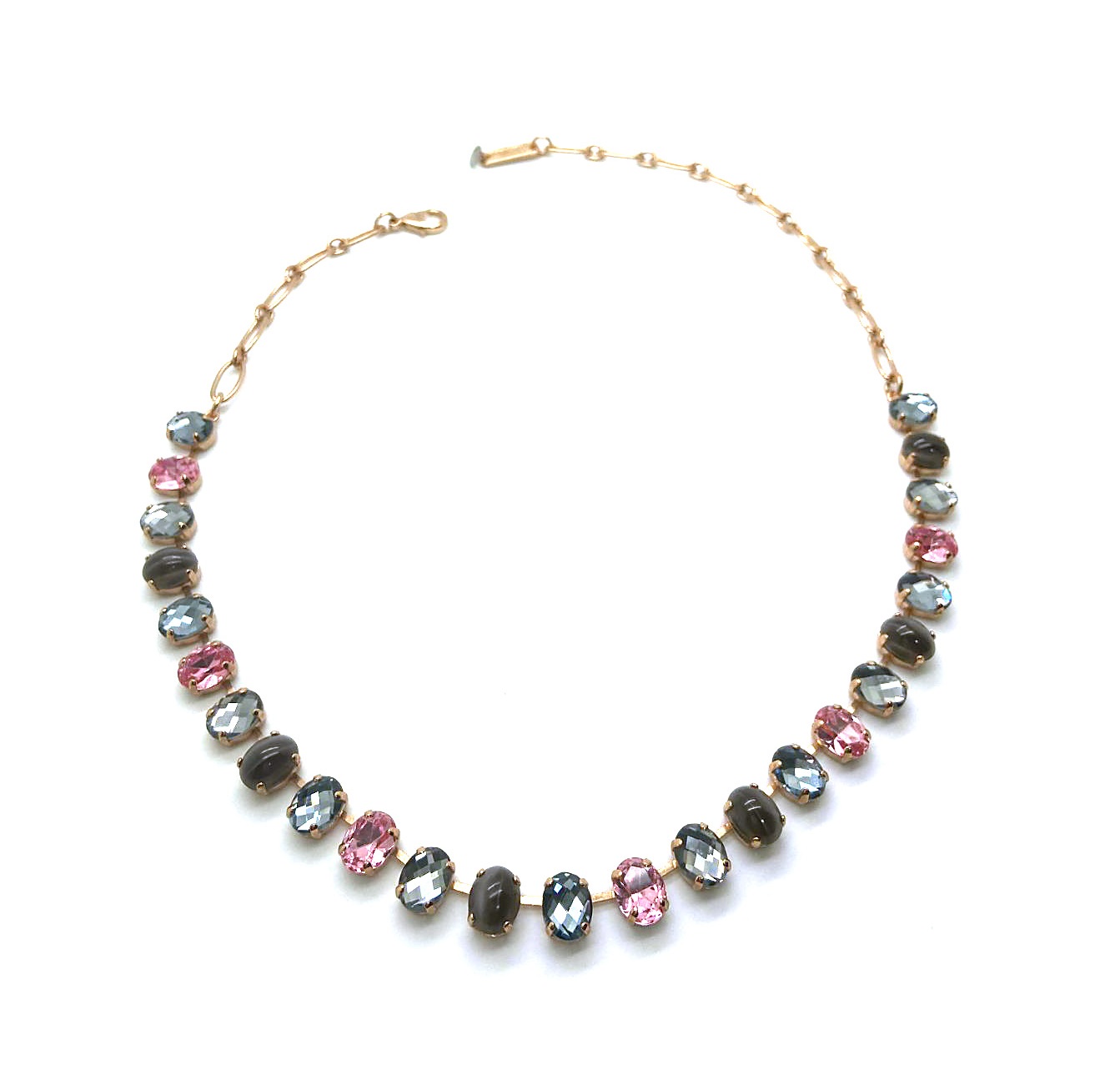 N-3416-1-1083-RG (2) Necklace By Mariana Woman Gorgeous Rose and Indian Sapphire Swarovski Crystals - Image 1