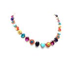 Mariana Necklace Flower Beaded Turq Mineral & Colorful Swarovski Crystals Africa Coll. - Image 2