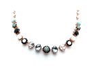 Mariana Necklace Floral Turq & Shell Minerals with Blacks & Clear Swarovski Crystals Africa Coll. - Image 3