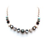 Mariana Necklace Floral Turq & Shell Minerals with Blacks & Clear Swarovski Crystals Africa Coll. - Image 2