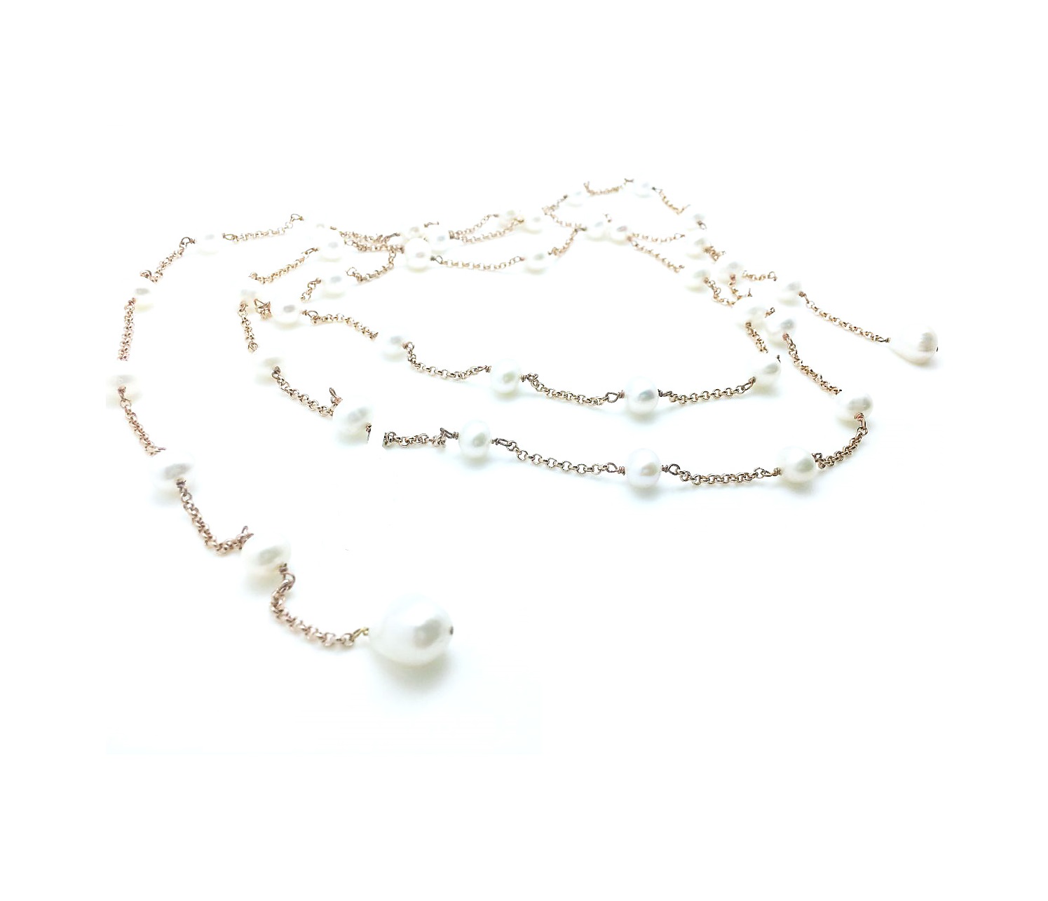 N-3424 1M 48 (4) Mariana Necklace Multi Tier Strand Beaded Pearl Mineral My Treasures Coll. - Image 1