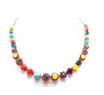 Mariana Necklace Lovely Turq Mineral & Floral Multi Color Swarovski Crystals Masai Africa Coll.