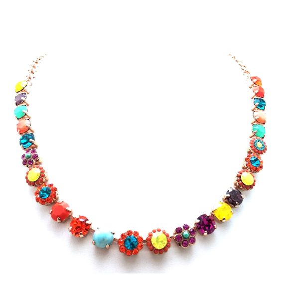 Mariana Necklace Lovely Turq Mineral & Floral Multi Color Swarovski Crystals Masai Africa Coll.