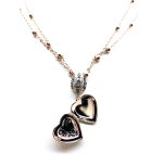 Necklace Pendant By Mariana Woman Heart Locket Black Diamond Swarovski Crystals - Image 3