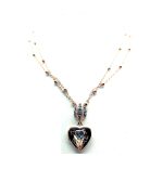 Necklace Pendant By Mariana Woman Heart Locket Black Diamond Swarovski Crystals - Image 2