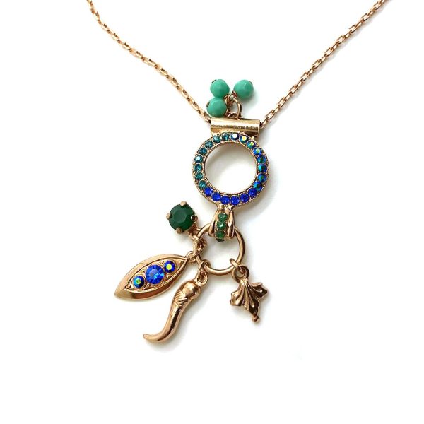 Mariana Necklace Pendant Charms Beaded Multi Color Swarovski Crystals Julia Icons Coll.