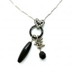 Mariana Necklace Pendant Sophisticated Jet & Clear Swarovski Crystals Sweet Summer Coll.