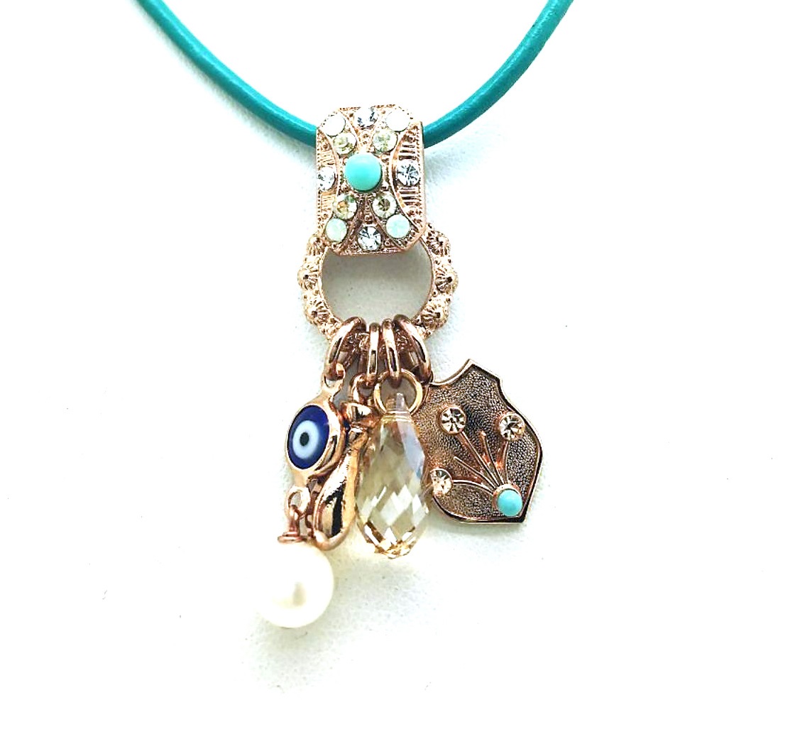 N-5078-6-1012-RG (1) Mariana Necklace Pendant Fashionable Charms Turq Swarovski Crystals My Treasures Coll. - Image 1