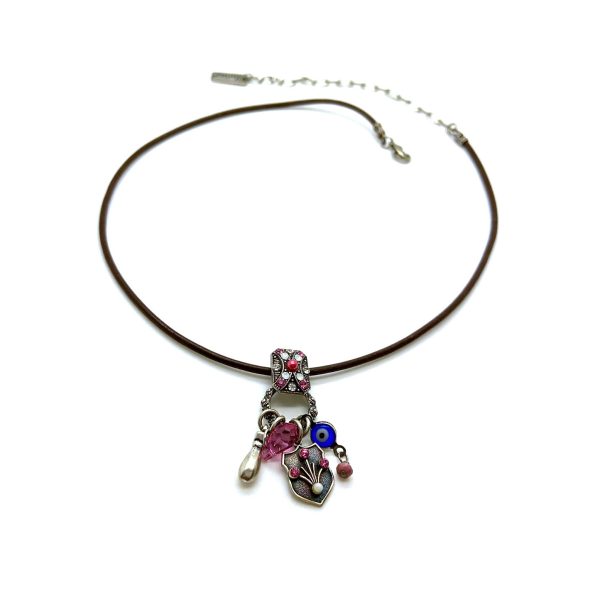 Mariana Necklace Pendant Lovely Pinks & Whites Swarovski Crystals Silk Road Coll.