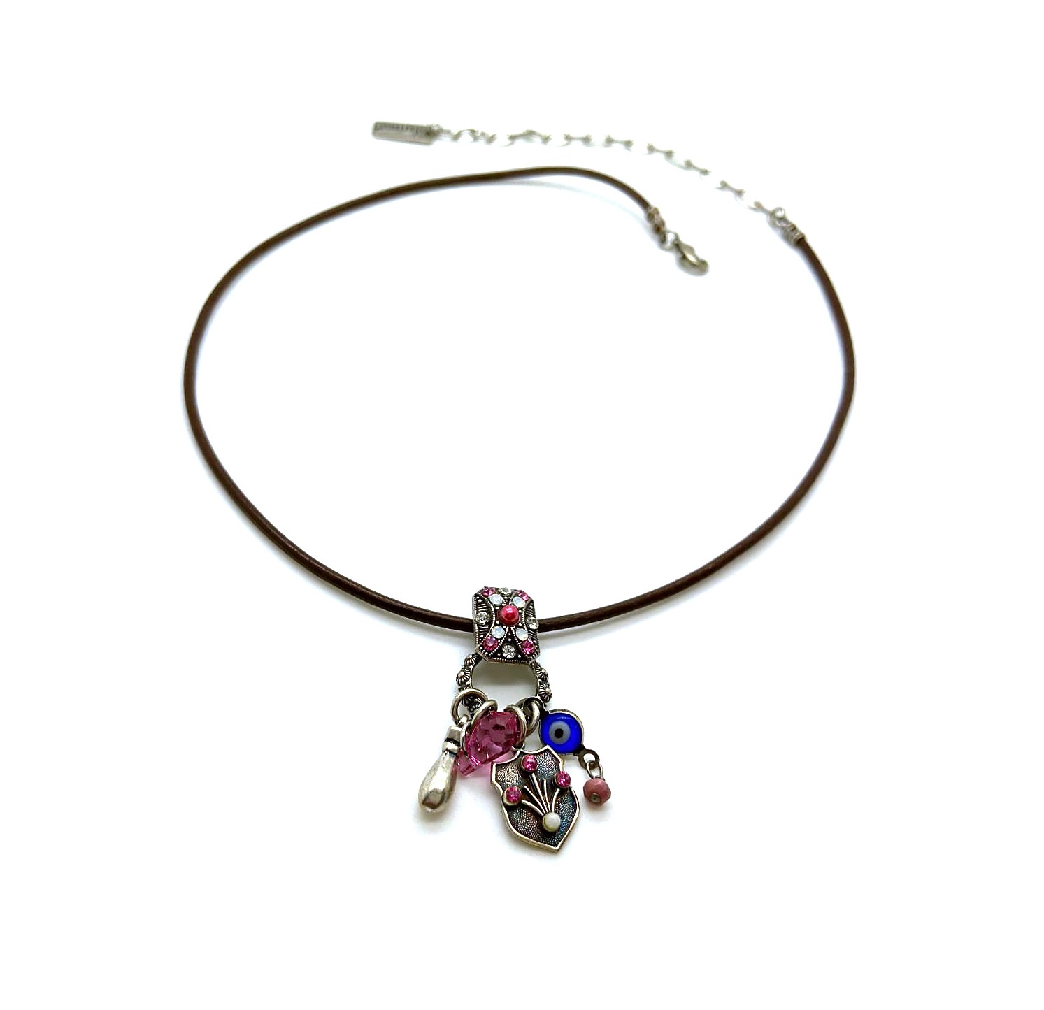 N-5078-6-1046-SP (1) Mariana Necklace Pendant Lovely Pinks & Whites Swarovski Crystals Silk Road Coll. - Image 1