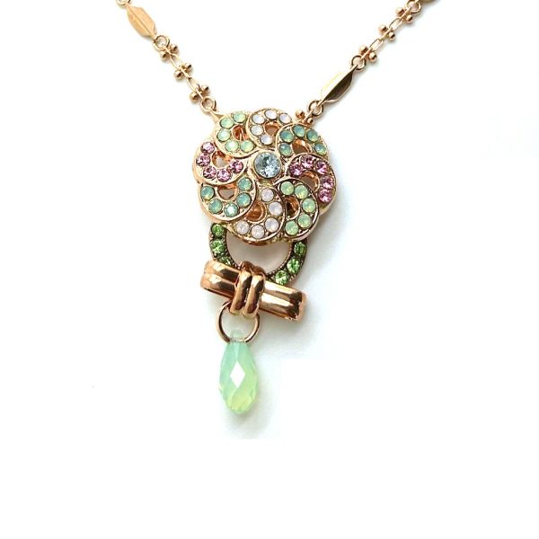 Mariana Necklace Pendant Floral Pinks & Greens Swarovski Crystals My Treasures Coll.