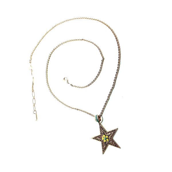 Mariana Necklace Pendant Star Shape Beaded Multi Color Swarovski Crystals Inspiration Coll.