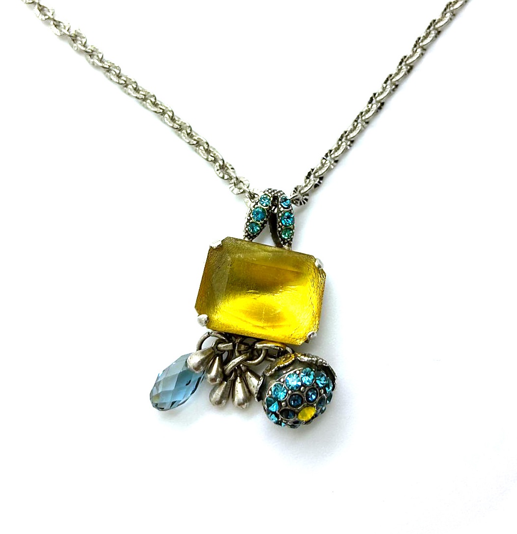 N-5139-3601-SP (1) Mariana Necklace Pendant Charming Yellow & Blues Swarovski Crystals Paradise Coll. - Image 1