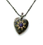 Mariana Necklace Heart Locket Pendant Beaded Austrian Crystals Holiday Lights Coll.