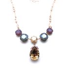 Mariana Necklace Pendant Lovely Opal, Silver Night & Topaz Swarovski Crystals Odyssey Coll. - Image 2