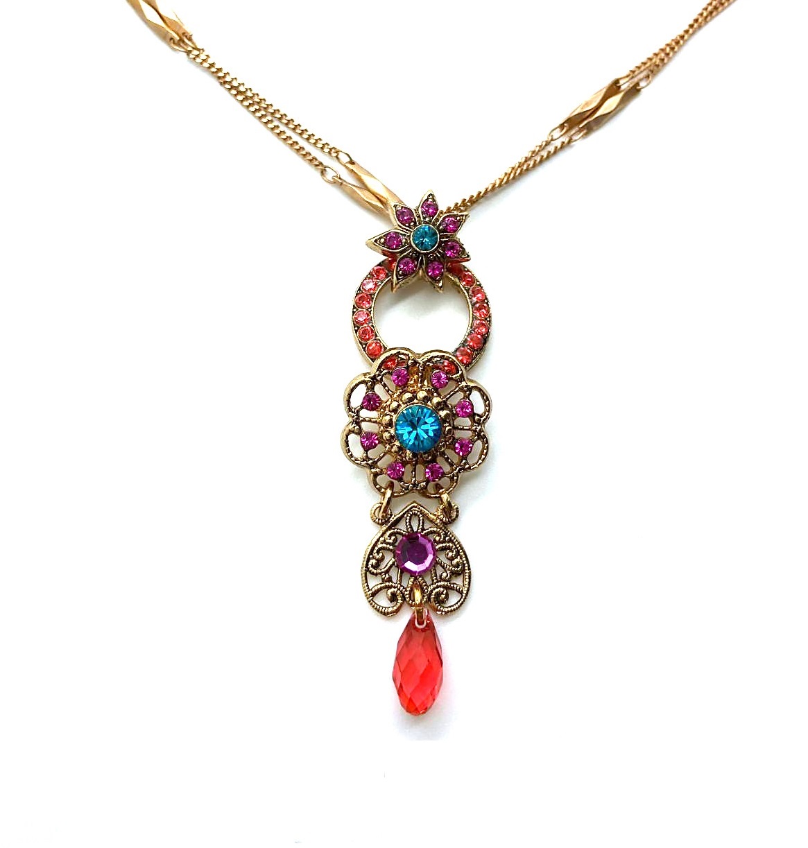 N-5501-292-RG (3) Mariana Necklace Pendant Gorgeous Colorful Austrian Crystals Sweet Summer Coll. - Image 1