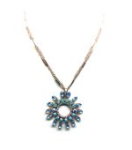 Mariana Necklace Pendant Sunburst Blues Swarovski Crystals Cindy Icons Coll. - Image 3