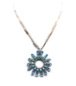 Mariana Necklace Pendant Sunburst Blues Swarovski Crystals Cindy Icons Coll. - Image 2