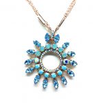 Mariana Necklace Pendant Sunburst Blues Swarovski Crystals Cindy Icons Coll.