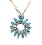Mariana Necklace Pendant Sunburst Blues Swarovski Crystals Cindy Icons Coll.