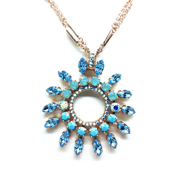 Mariana Necklace Pendant Sunburst Blues Swarovski Crystals Cindy Icons Coll.