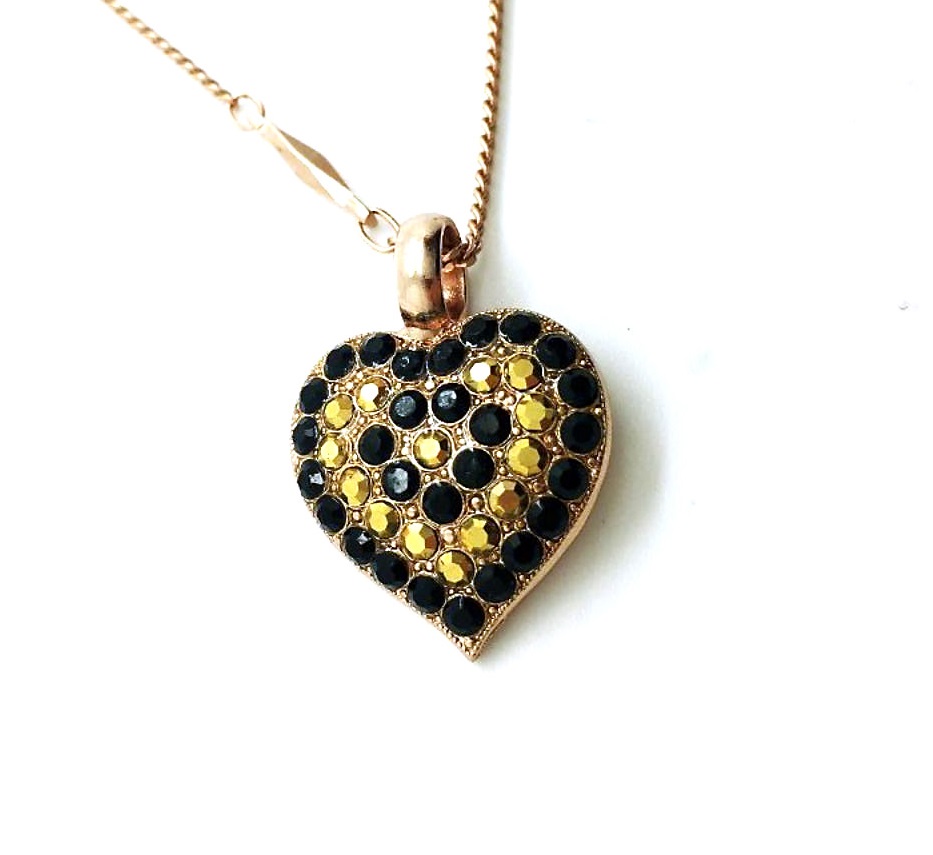 N-5700-280161-RG (3) Mariana Necklace Heart Shape Beaded Jet & Aurum Swarovski Crystals My Treasures Coll. - Image 1