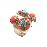 Ring By Mariana Woman Finely Detailed Blues and Oranges Swarovski Crystals - Image 3