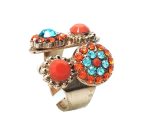 Ring By Mariana Woman Finely Detailed Blues and Oranges Swarovski Crystals - Image 2