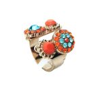 Ring By Mariana Woman Finely Detailed Blues and Oranges Swarovski Crystals