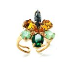 Mariana Ring Flower Shape Colorful Swarovski Crystals Selene Odyssey Coll.